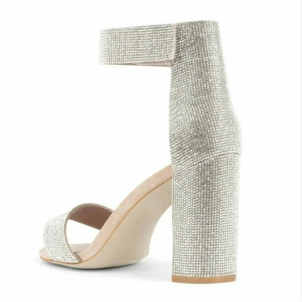 NWT Jeffrey Campbell Lindsay Heel - Sparkle Nude Champagne sz.7 (flaw) - Picture 3 of 8